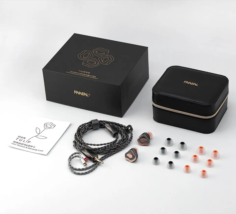 Tulip HIFI Earphone with Petal-Shaped Design 2PIN Detachable 10MM Gold Ring Larg