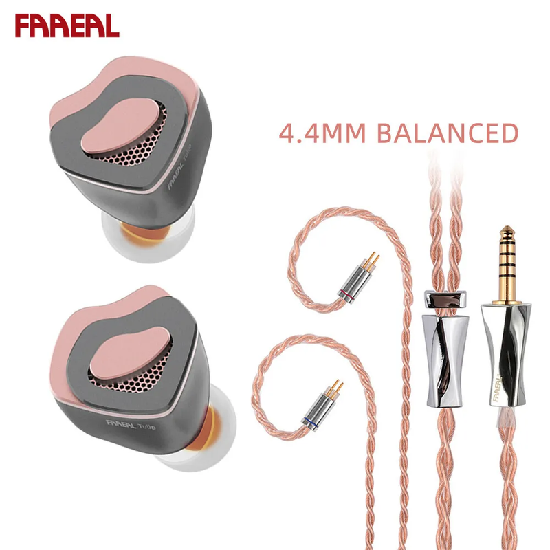 Tulip HIFI Earphone with Petal-Shaped Design 2PIN Detachable 10MM Gold Ring Larg