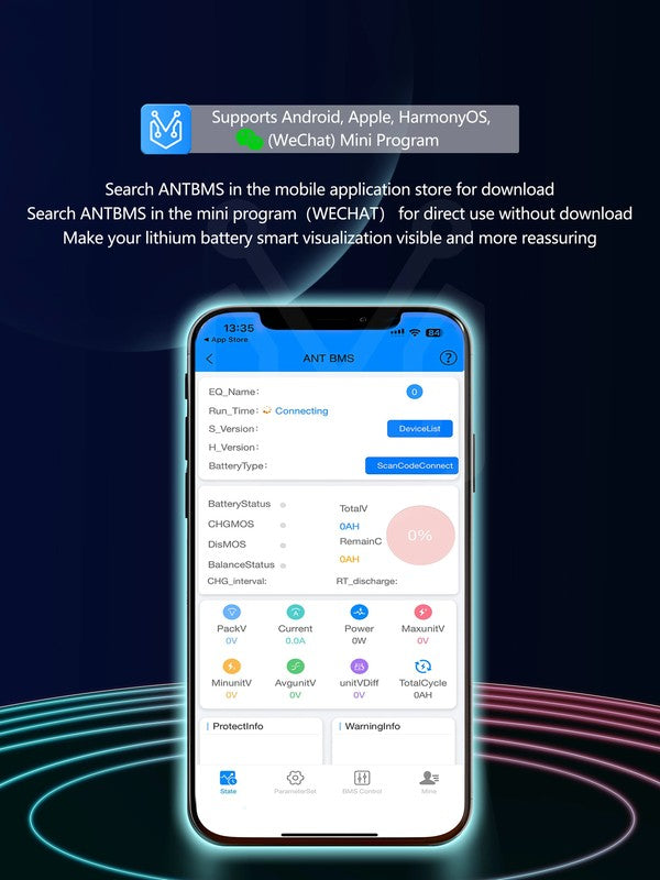 10S to 32S 80A 120A Smart Bms Lifepo4 LTO Li-Ion Battery Built-In Bluetooth CAN