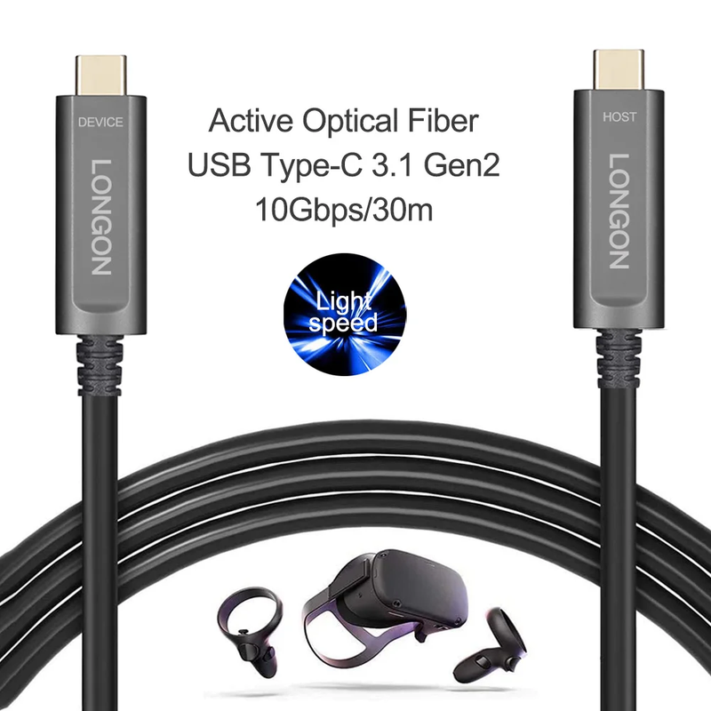 LONGON Type C Active Optical Fiber Cable Compatible for Camera Oculus Link Quset