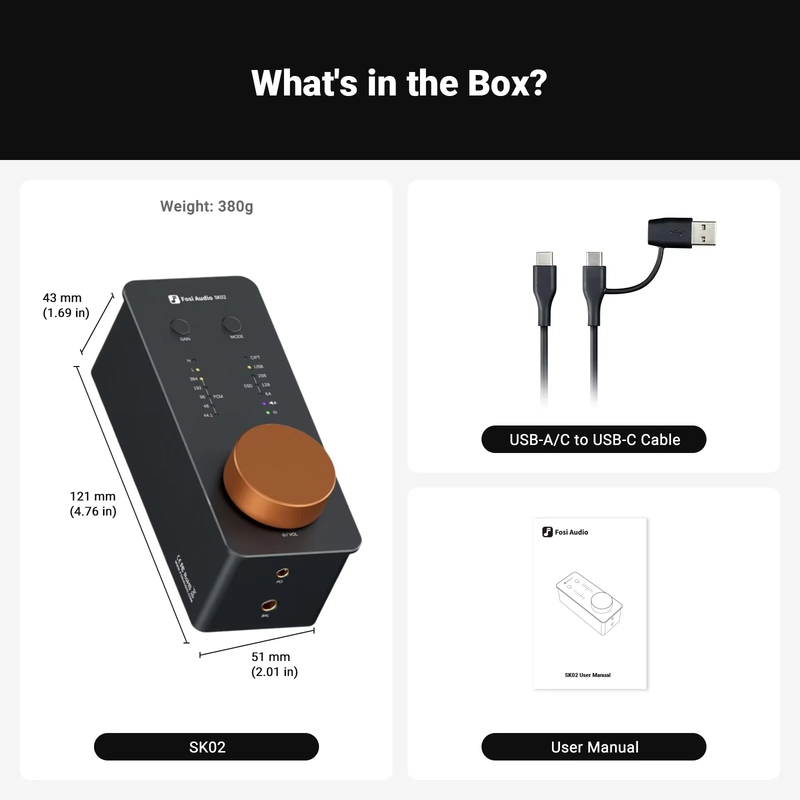 SK02 USB DAC Headphone Amplifier Amp Audio Decoder Support DSD 256 PCM for 3.5MM