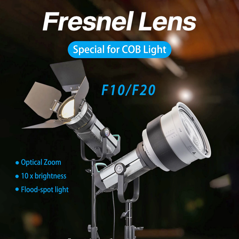 F10/F20 6 Inch/9 Inch Fresnel Lens Bowens Mount 10- 45 Optical Focusing