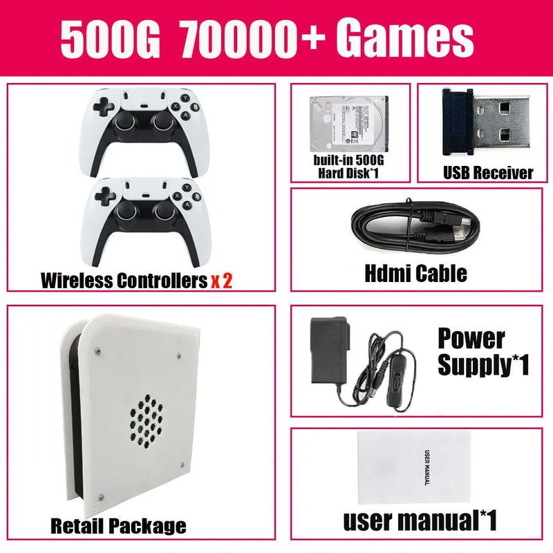 Upgrade Gaming Experience M15 MAX Plug and Play on TV Game Box 500G HDD 70000+Ga