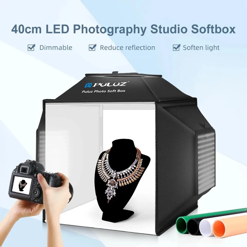 Photography Lightbox Photo Light Box 40Cm,Professional Dimmable Studio Shooting