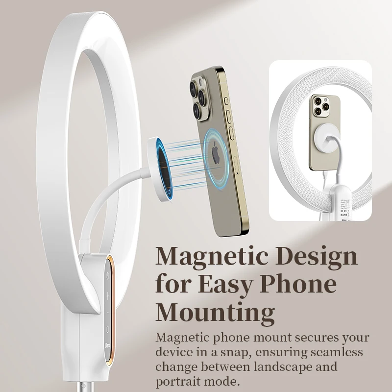 LT030 Ring Video Light Angel Height Adjustable Bi-Color Ring Light Kit 3000K-600