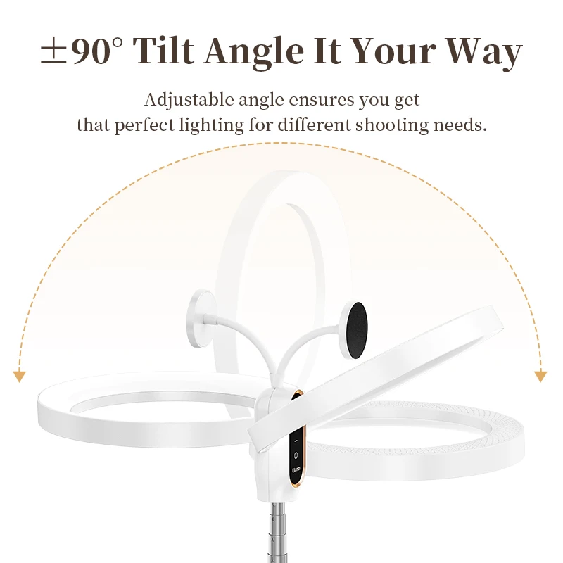 LT030 Ring Video Light Angel Height Adjustable Bi-Color Ring Light Kit 3000K-600