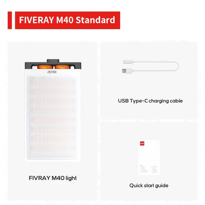 FIVERAY M40 Video Light, 40W Portable Camera Light LED Panel DSLR Photography Li