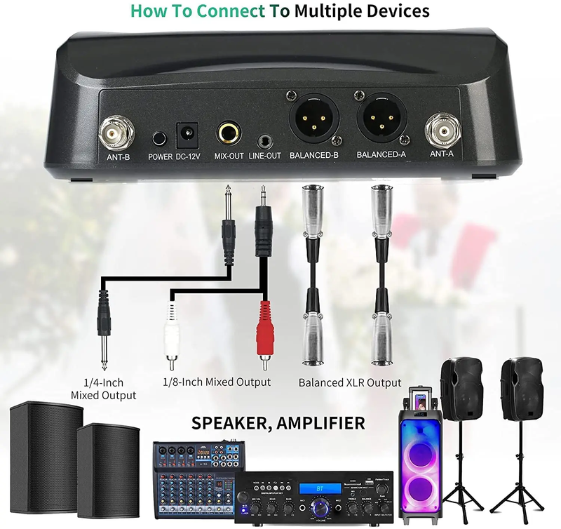 New Design UHF Dual Channel Dynamic Echo Microphone Wireless System with Chargin
