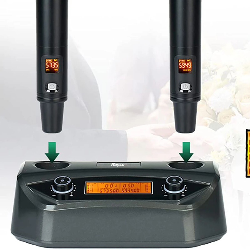 New Design UHF Dual Channel Dynamic Echo Microphone Wireless System with Chargin