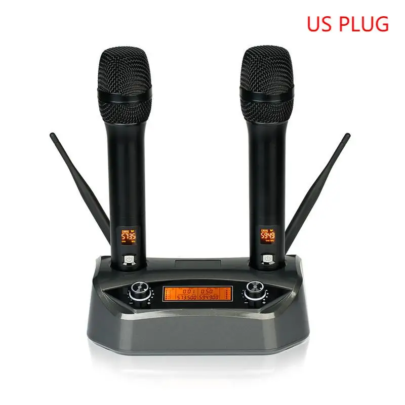 New Design UHF Dual Channel Dynamic Echo Microphone Wireless System with Chargin