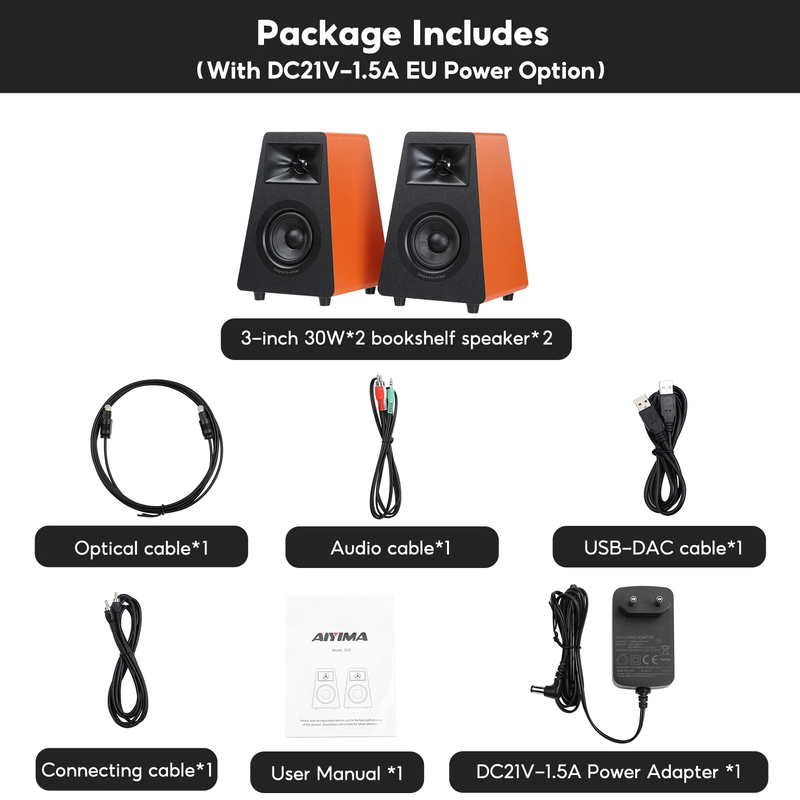 S30 Active Bookshelf Speakers Bluetooth 5.3 Wooden 100W Studio Monitor Speakers