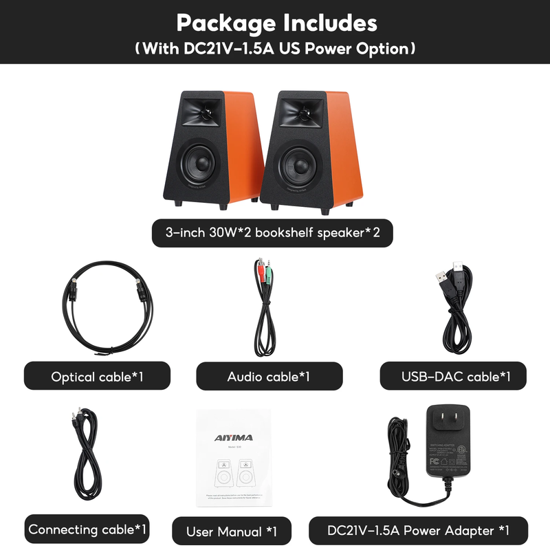 S30 Active Bookshelf Speakers Bluetooth 5.3 Wooden 100W Studio Monitor Speakers