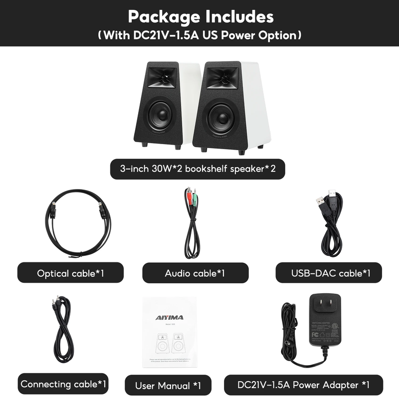 S30 Active Bookshelf Speakers Bluetooth 5.3 Wooden 100W Studio Monitor Speakers