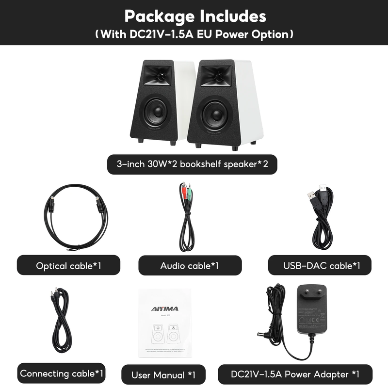 S30 Active Bookshelf Speakers Bluetooth 5.3 Wooden 100W Studio Monitor Speakers