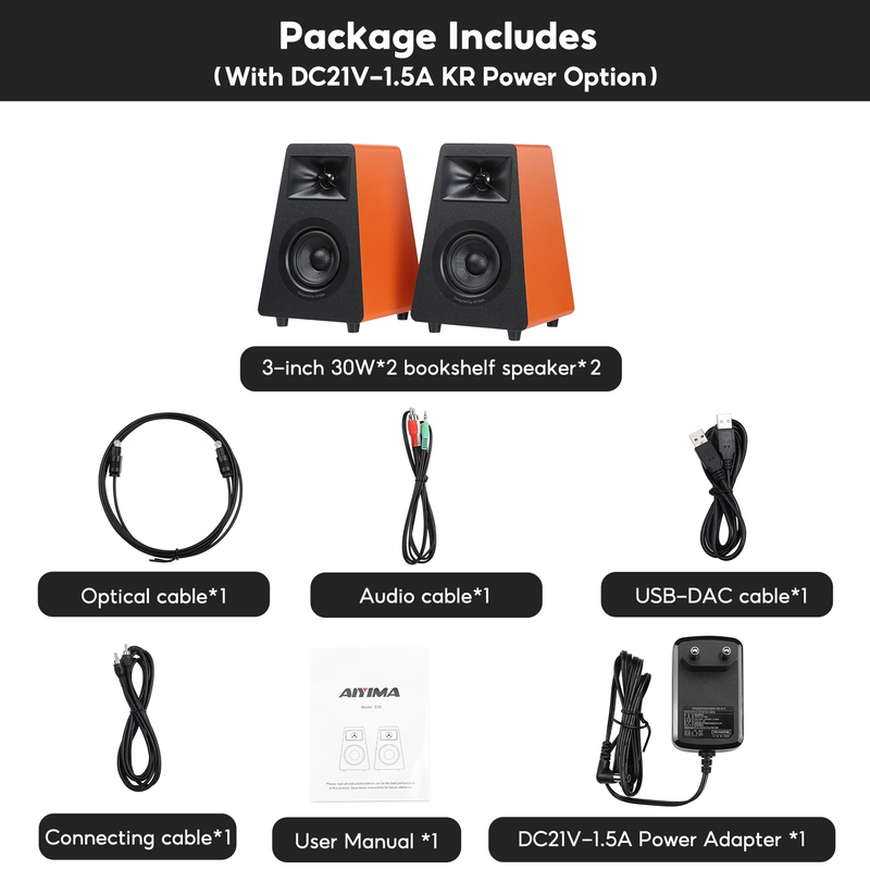 S30 Active Bookshelf Speakers Bluetooth 5.3 Wooden 100W Studio Monitor Speakers