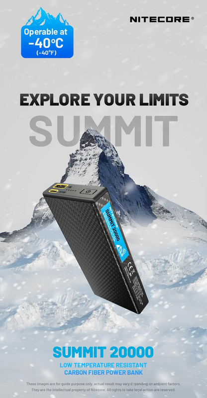 Nitecore SUMMIT 20000 Mobile Power Bank Low Temperature Carbon Fiber Charger Fas
