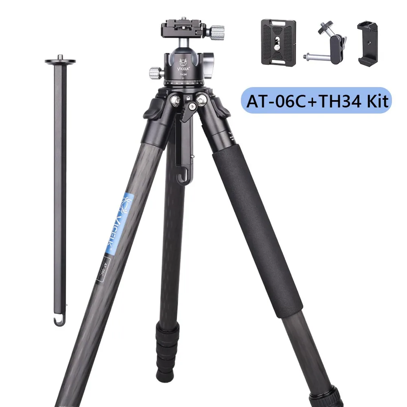 AT-06C Compact Carbon Fiber Tripod,25.5Mm Tube Professional Travel Tripod Monopo