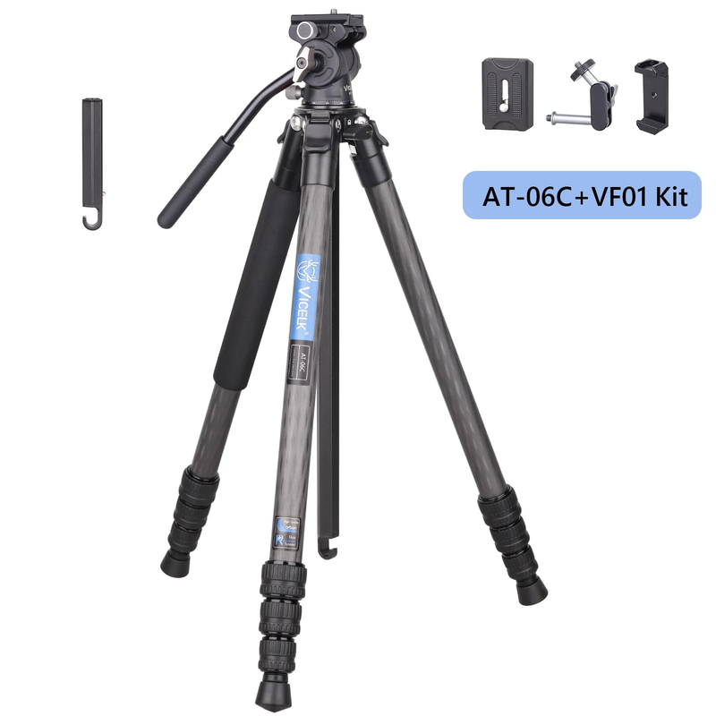 AT-06C Compact Carbon Fiber Tripod,25.5Mm Tube Professional Travel Tripod Monopo