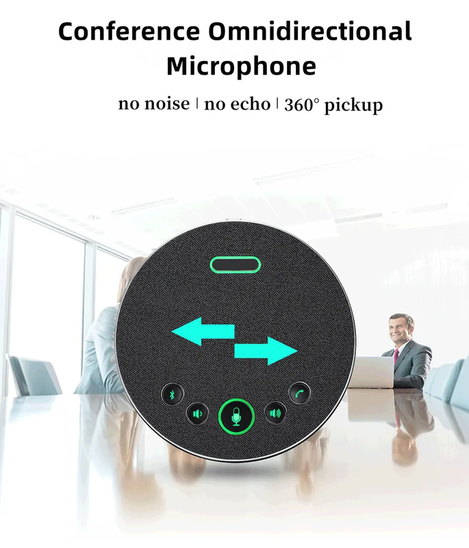 USB Conference Microphone Omnidirectional Tabletop Wireless Speakerphone 360 Vo