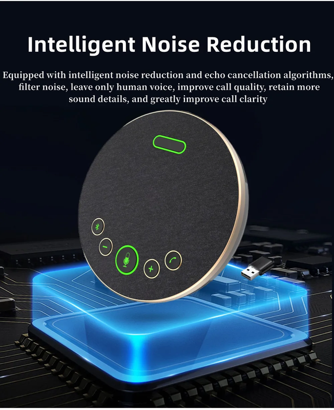USB Conference Microphone Omnidirectional Tabletop Wireless Speakerphone 360 Vo