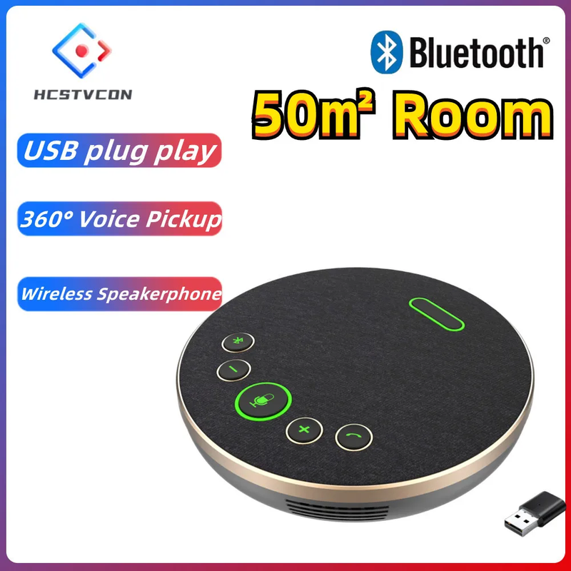 USB Conference Microphone Omnidirectional Tabletop Wireless Speakerphone 360 Vo