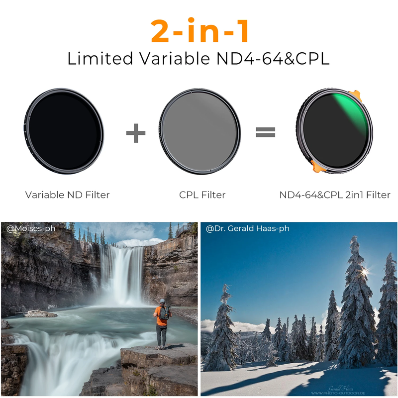 2 in 1 Filter ND4 to ND64 Variable Nano X Camera Lenses Filters ND CPL Circular