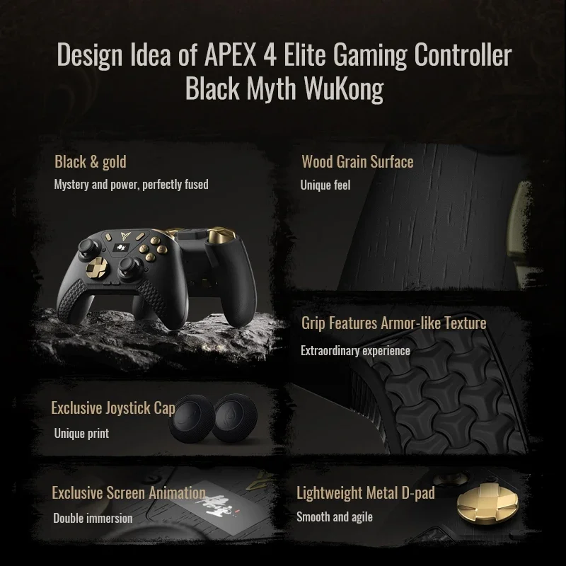 APEX4 Black Myth Wukong Wireless Game Controller Force Feedback Alloy Rocker Gam