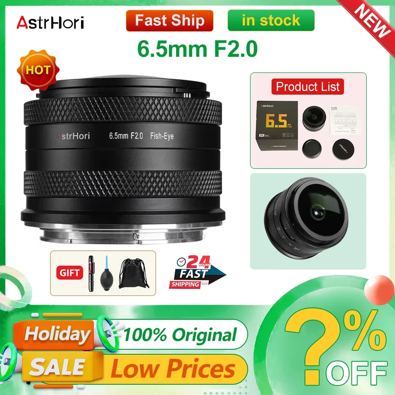 6.5Mm F2.0 Manual Focus APS-C Fish-Eye Lens Large Aperture 192 Angle of View Cam