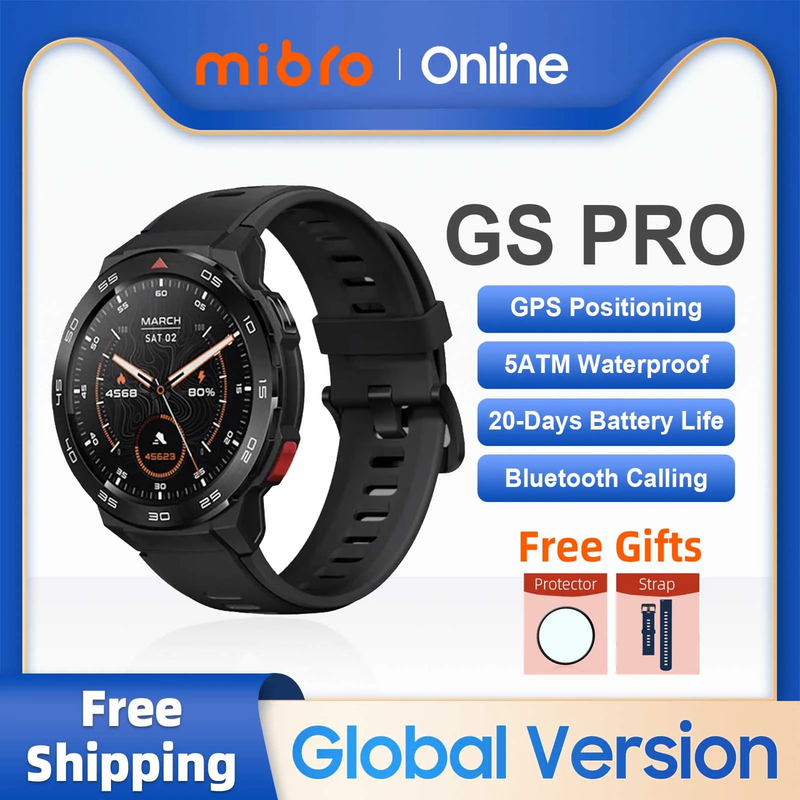 GS Pro Smartwatch GPS Positioning 1.43Inch AMOLED HD Screen 5ATM Waterproof Blue