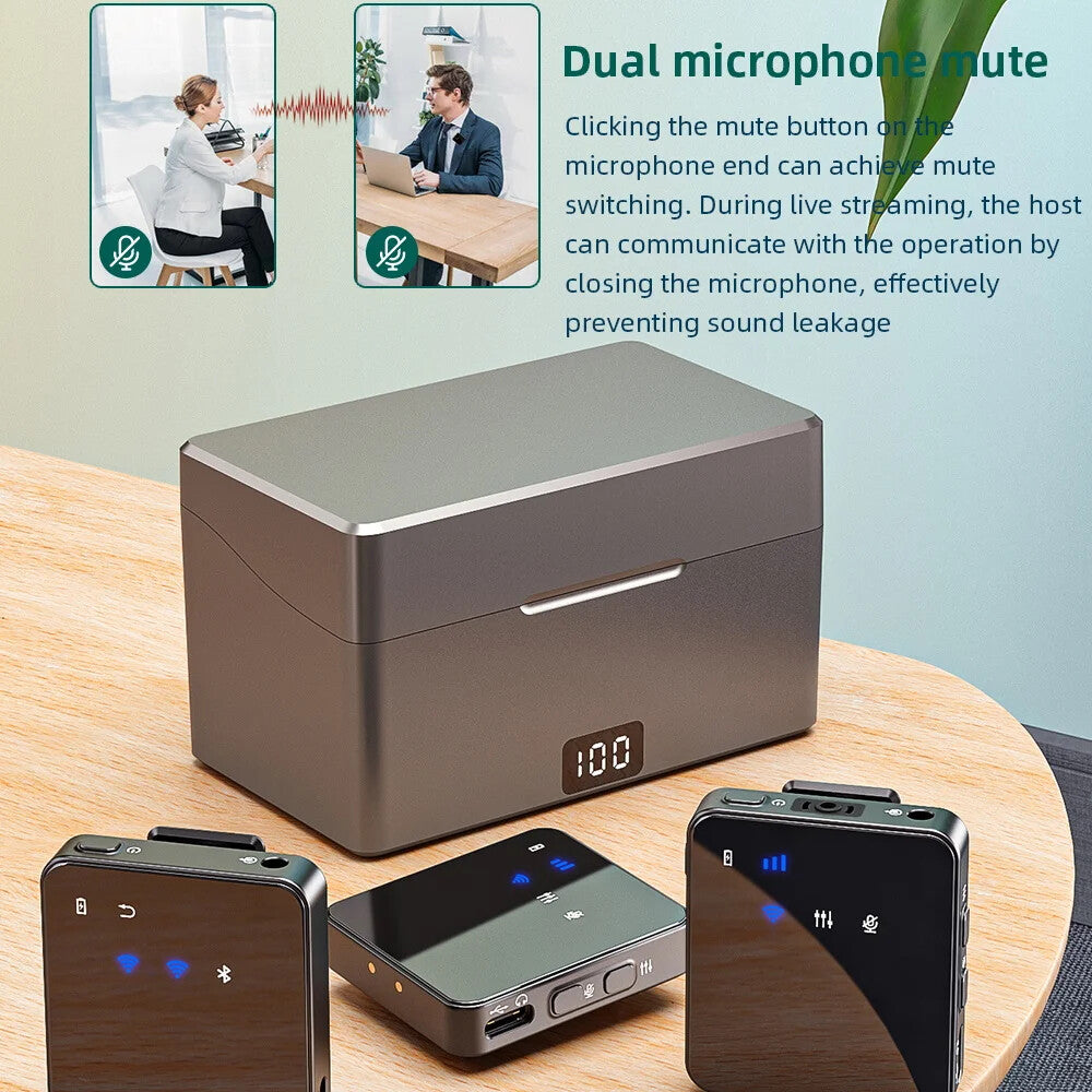 Lavalier Wireless Microphone for Phone Lapel Microphone Mic with Charging Box