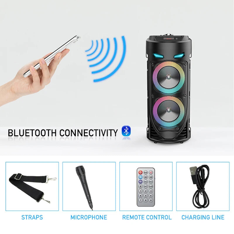30W Wireless Column Big Power Stereo Portable Bluetooth Speaker Subwoofer Bass
