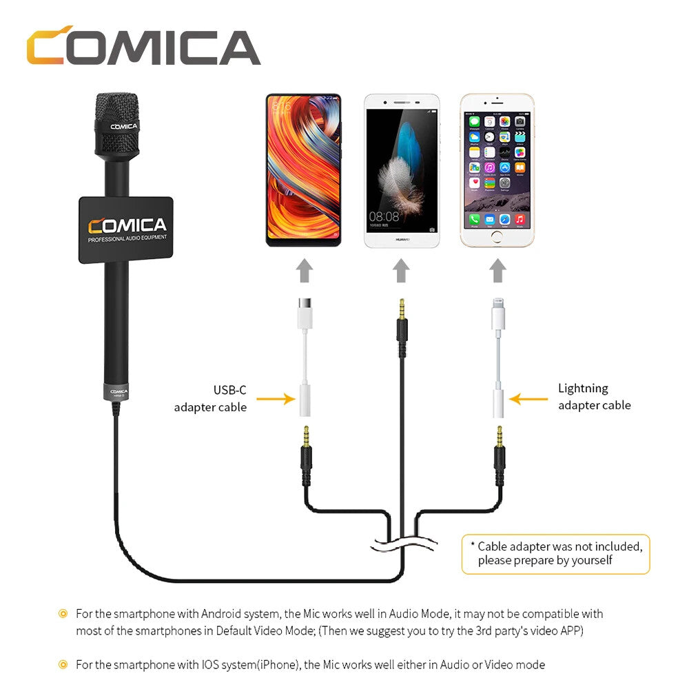 COMICA HRM-S Reporter/Interview Microphone for Smartphone is specially designed