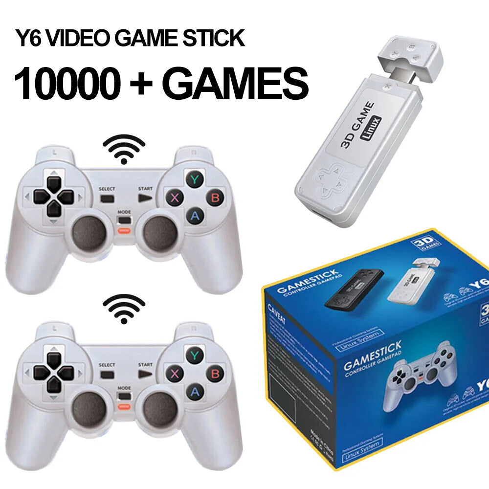 New 1 Set 4K HD Wireless HDMI Y6 TV Game Stick Video Game Console 10000+ Games