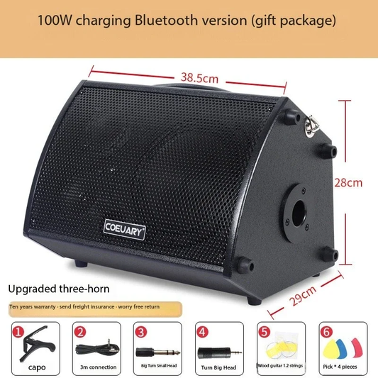 100W High-Power Electric Guitar Amplifier Portable Bluetooth Speaker Outdoor Mul