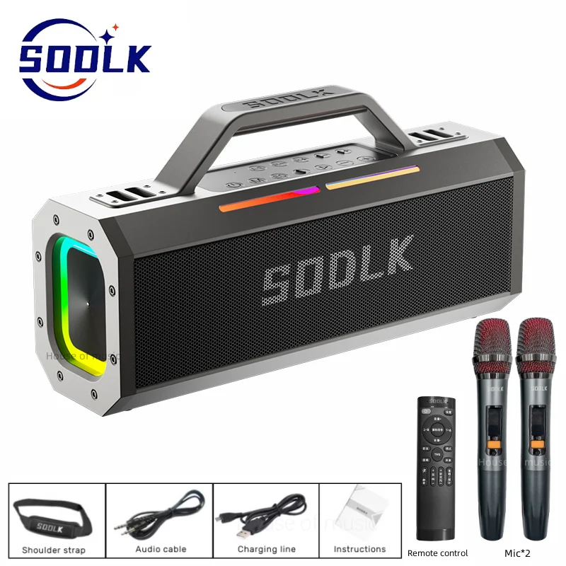 SODLK 150W Portable TWS Subwoofer Waterproof Sound Column Wireless NFC Bluetooth