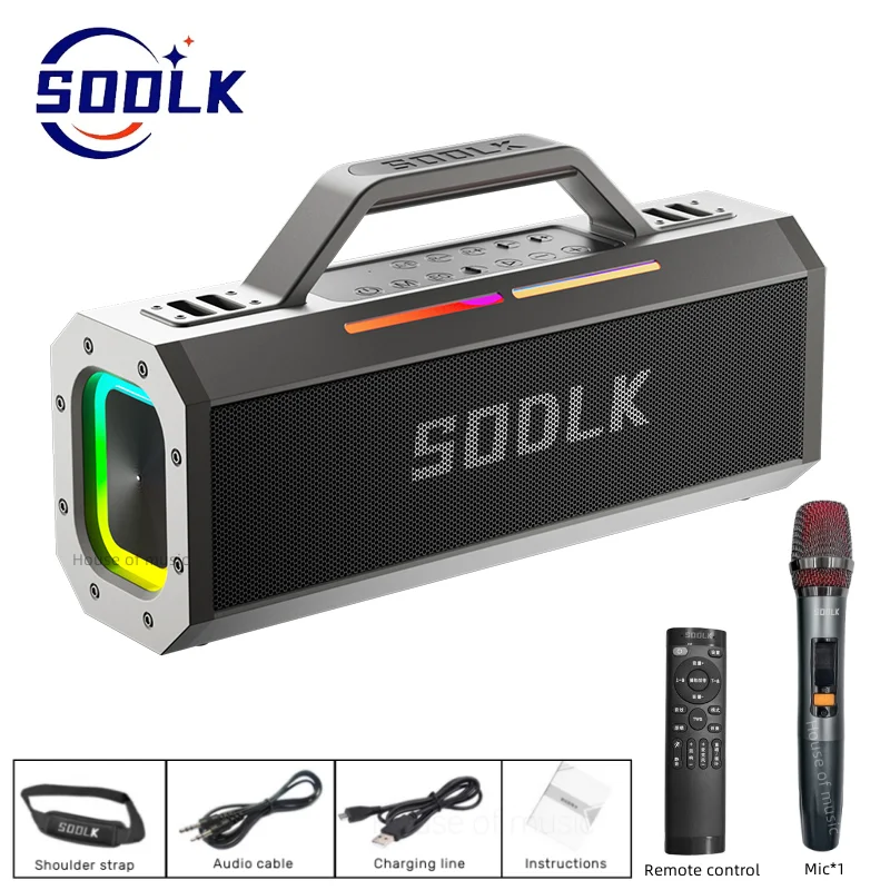 SODLK 150W Portable TWS Subwoofer Waterproof Sound Column Wireless NFC Bluetooth