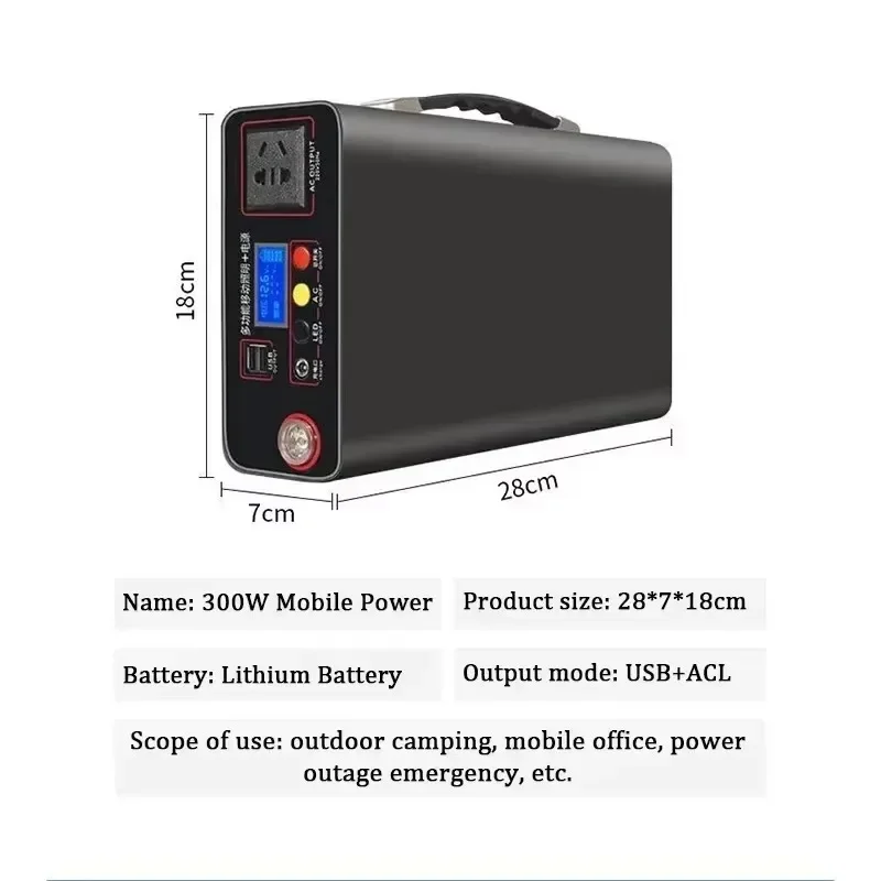 90Ah 300W 220V Lifepo4 Power Bank External Power Bank Home Outdoor Camping Lapto