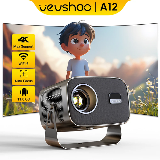 A12 4K Android11 Projector Smartphone Native Auto Focus Keystone BT5.2 WIFI6 Por