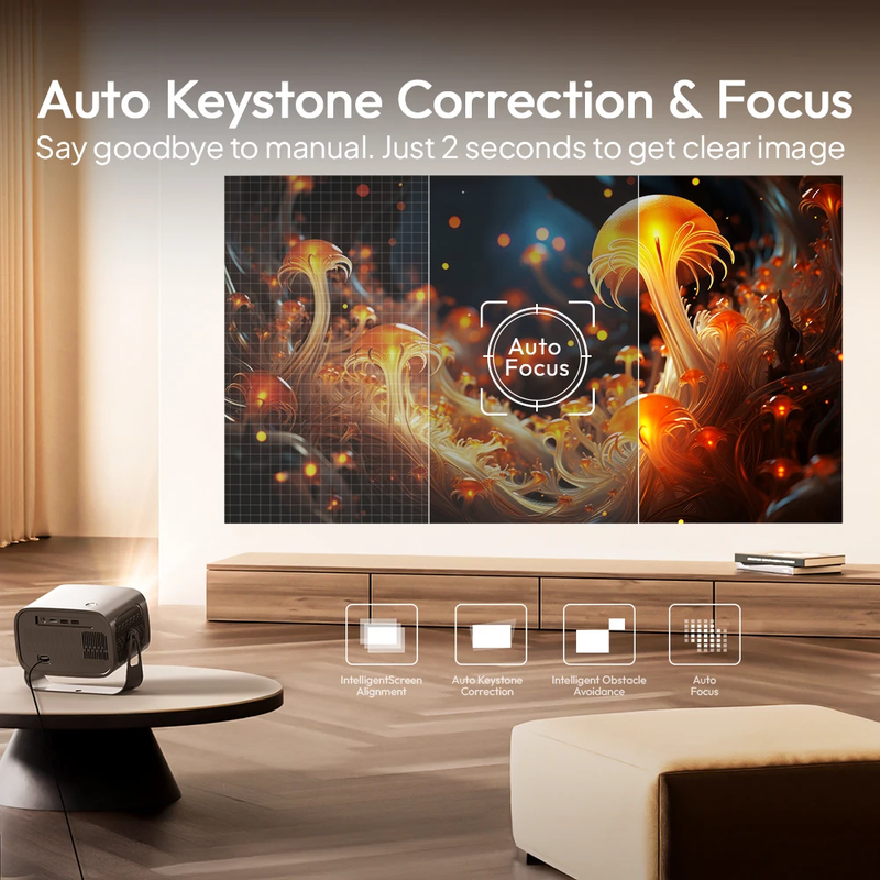 A12 4K Android11 Projector Smartphone Native Auto Focus Keystone BT5.2 WIFI6 Por