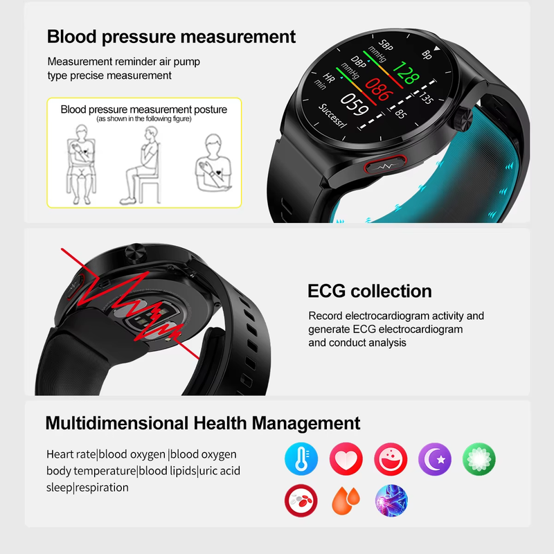 For Huawei GT 2025 New Air Pump Smart Watch Health Watch Heart Rate Thermometer