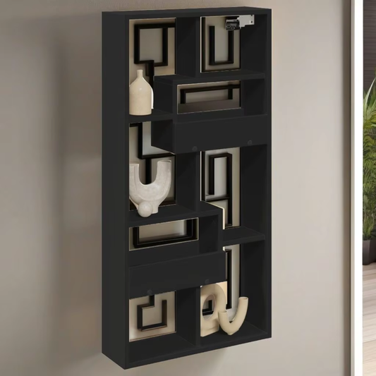 50X15X100 Cm Black Engineered Wood Wall Cabinet - Stylish Storage Solution