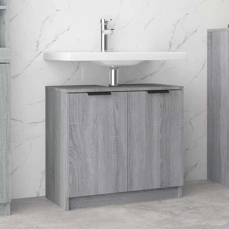 Stylish Grey Sonoma Bathroom Cabinet - 64.5X33.5X59 Cm Engineered Wood Storage S
