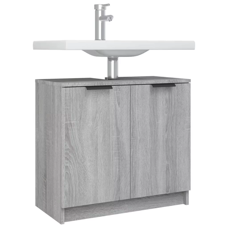 Stylish Grey Sonoma Bathroom Cabinet - 64.5X33.5X59 Cm Engineered Wood Storage S