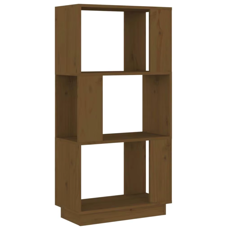 Solid Pine Book Cabinet & Room Divider - Honey Brown Finish, 51X25X101 Cm