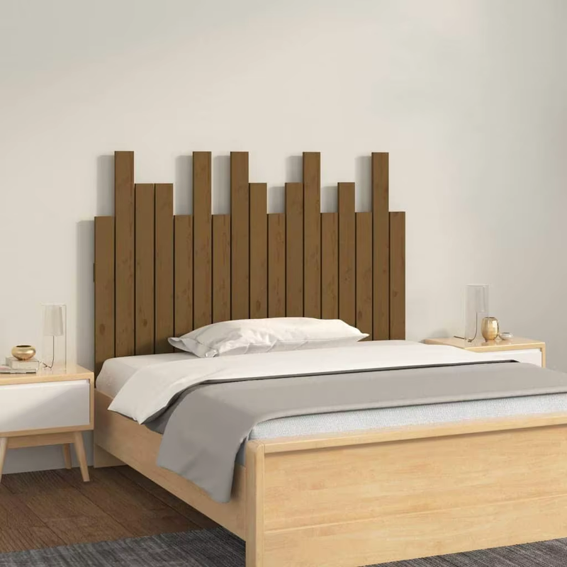 Solid Pine Wall Headboard in Honey Brown - 108X3X80 Cm for Stylish Bedroom Decor