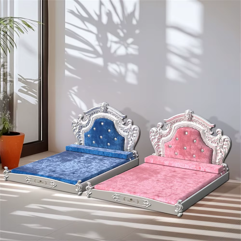 Stunning Large Dog Bed with Headboard Thicken Soft Dutch Velvet Pet Sofa Bed Ele