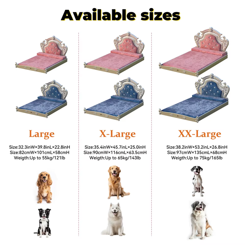 Stunning Large Dog Bed with Headboard Thicken Soft Dutch Velvet Pet Sofa Bed Ele