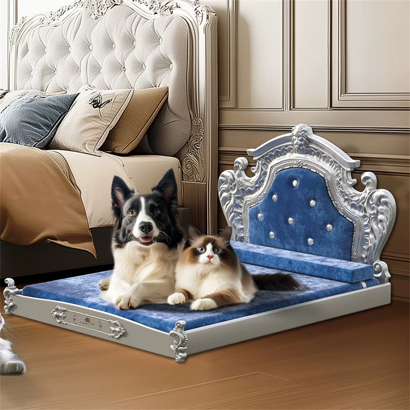 Stunning Large Dog Bed with Headboard Thicken Soft Dutch Velvet Pet Sofa Bed Ele