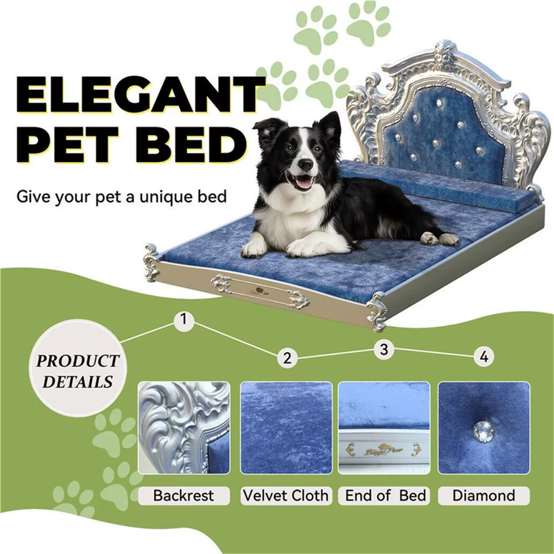 Stunning Large Dog Bed with Headboard Thicken Soft Dutch Velvet Pet Sofa Bed Ele