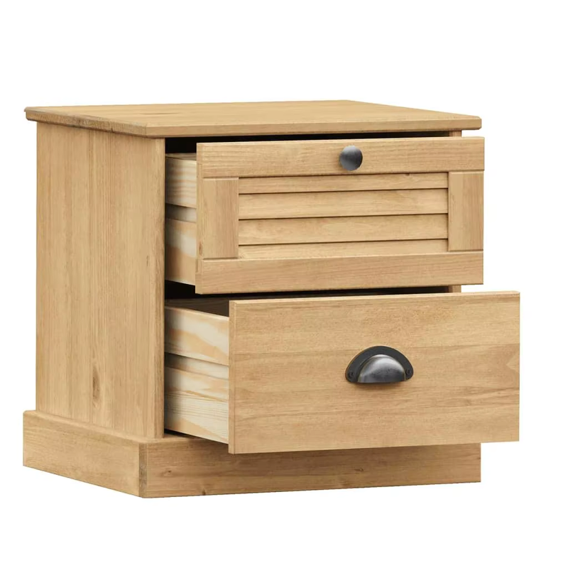 VIGO Bedside Cabinet 42X35X42 Cm Solid Pine Wood Nightstand for Bedroom Storage